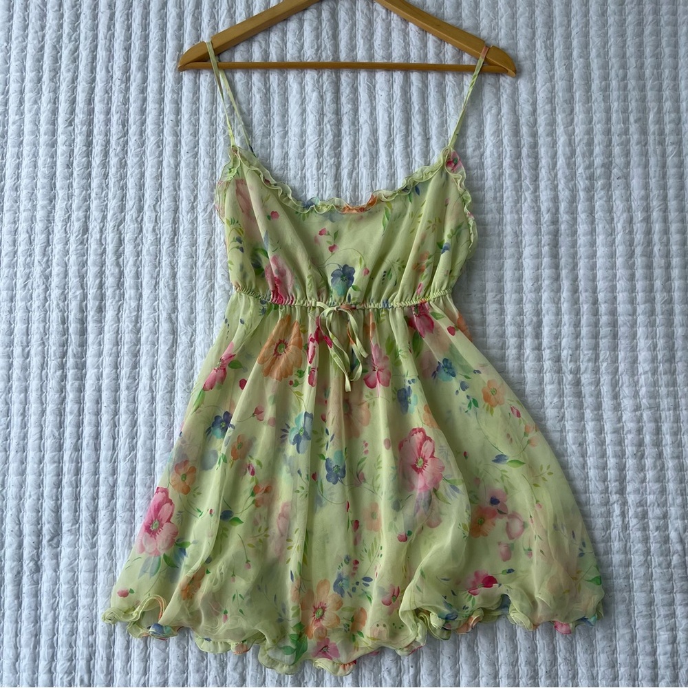 SOLD Vintage Victoria’s Secret Sheer Floral Babydoll Slip Dress L Rare Y2K - Picture 6 of 7